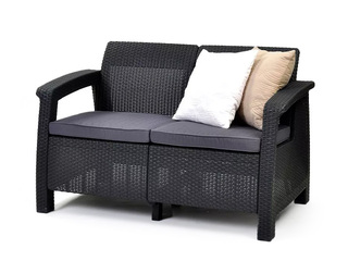 Dārza dīvāns Keter Corfu, Love Seat, divvietīgs, pelēks