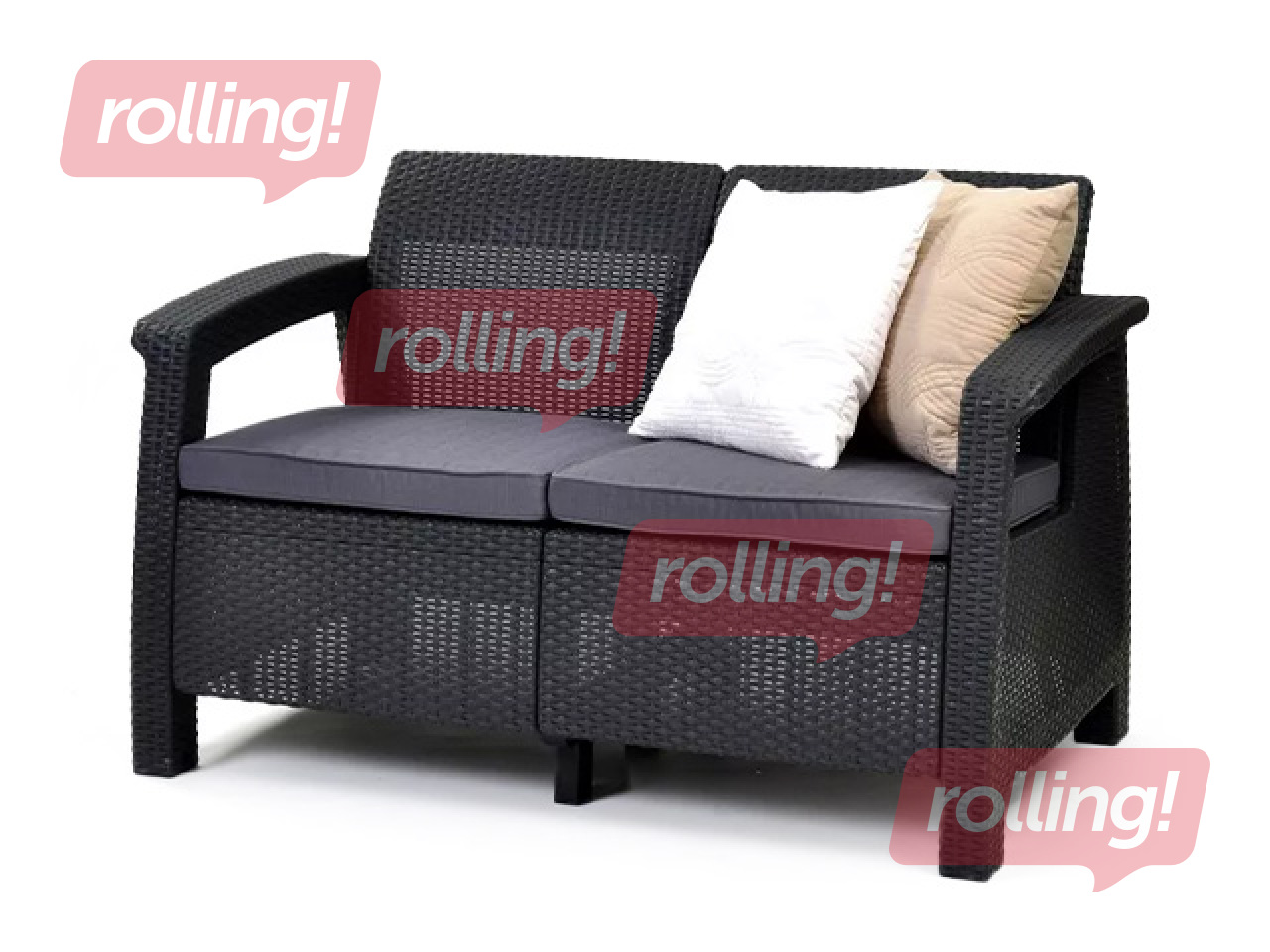 Dārza dīvāns Keter Corfu, Love Seat, divvietīgs, pelēks