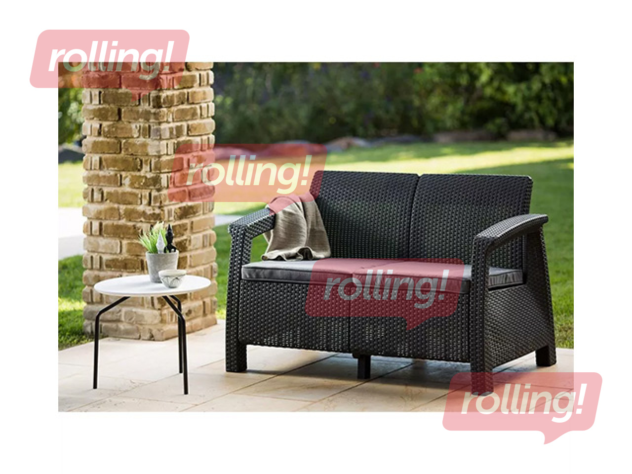 Dārza dīvāns Keter Corfu, Love Seat, divvietīgs, pelēks