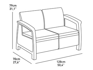 Dārza dīvāns Keter Corfu, Love Seat, divvietīgs, pelēks