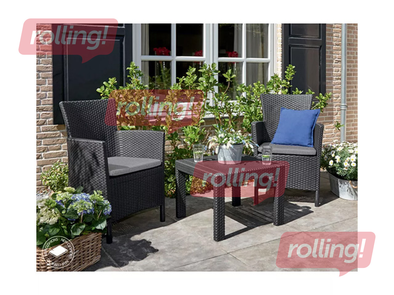 Dārza mēbeļu komplekts Keter Rosario, Balcony Set, pelēks