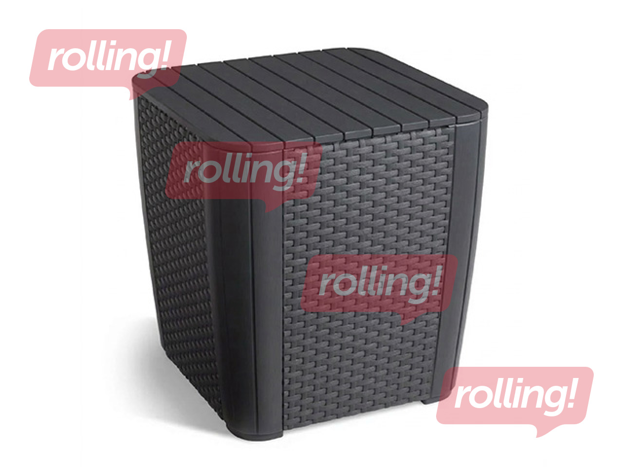 Dārza galdiņš, uzglabāšanas kaste Keter Luzon, Flat Wicker, pelēks