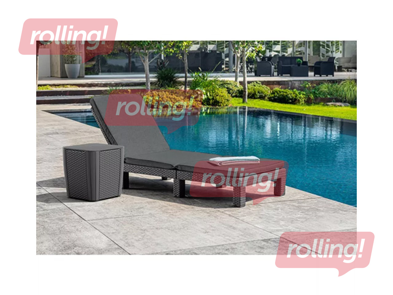 Dārza galdiņš, uzglabāšanas kaste Keter Luzon, Flat Wicker, pelēks