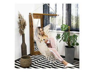 Piekaramais šūpuļkrēsls Springos, Brazīlijas, pelēks, bēšs