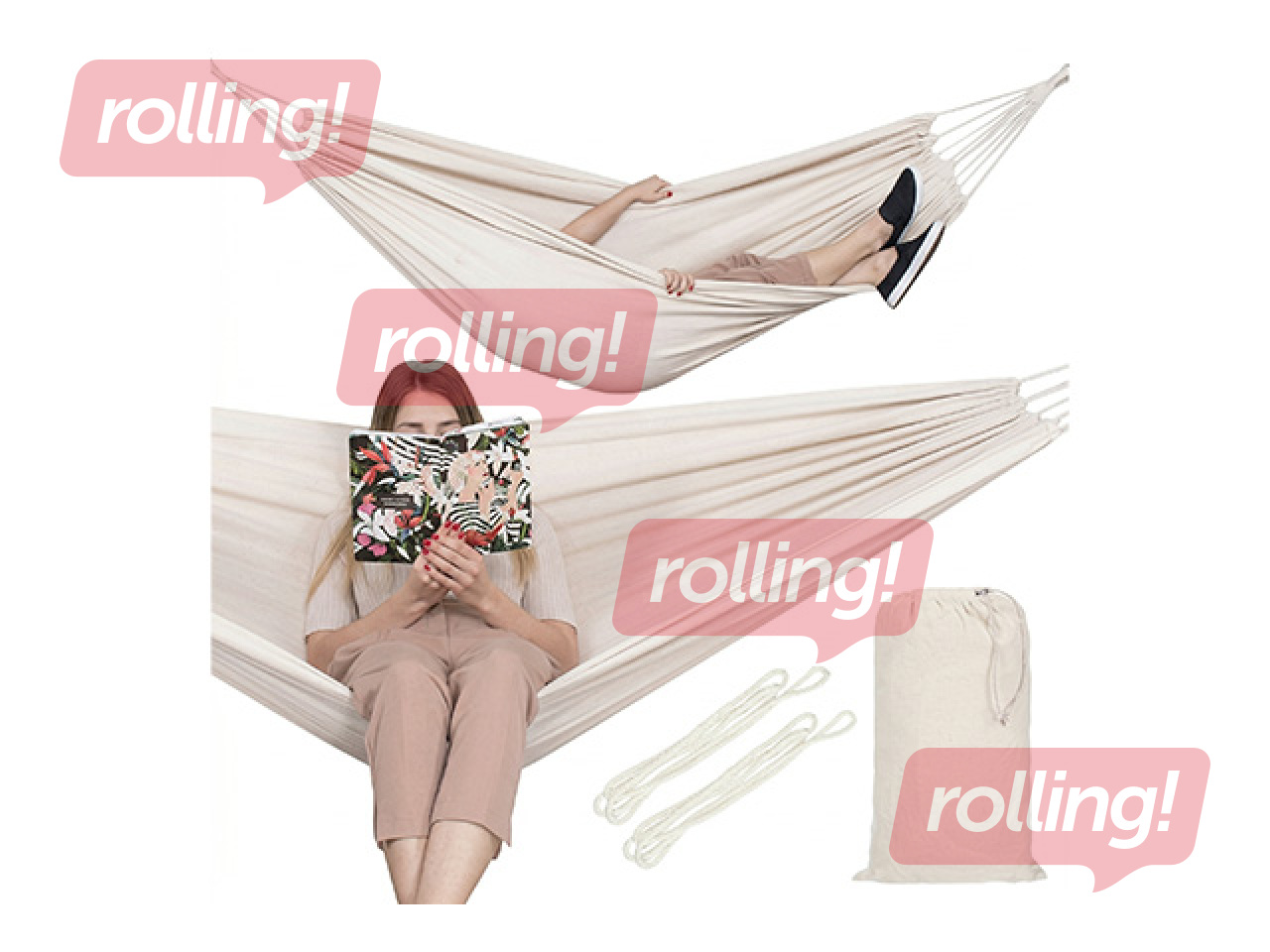 Võrkkiik Springos, valge, 200×150cm