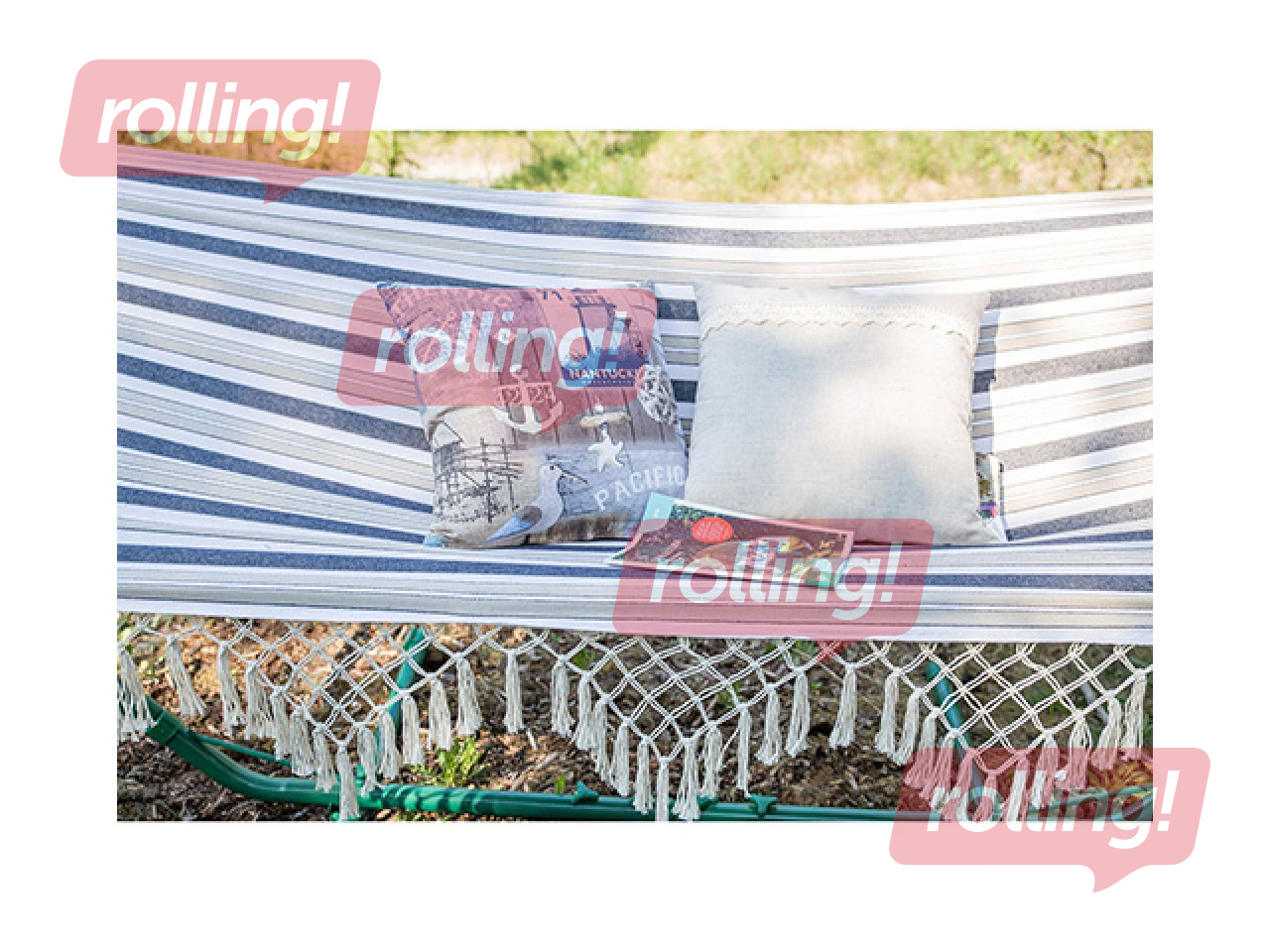 Šūpuļtīkls Romance, zils, svītrains, 190x100cm