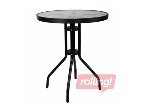 Dārza galds Springos, melns, Ø60cm