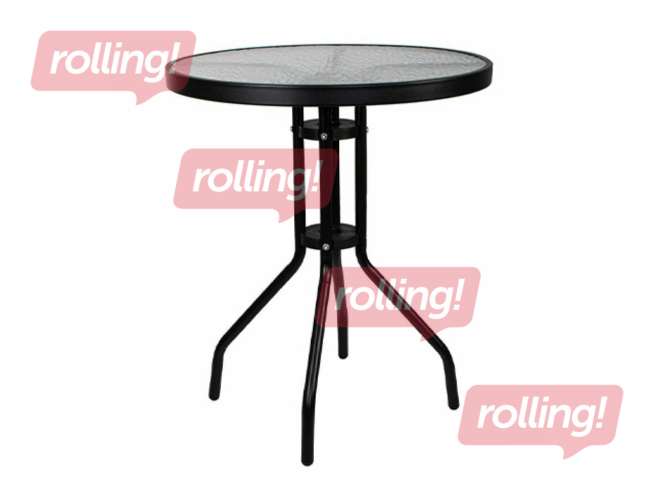 Dārza galds Springos, melns, Ø60cm