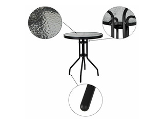 Dārza galds Springos, melns, Ø60cm