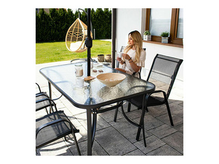 Garden table Springos, black, 150x90cm