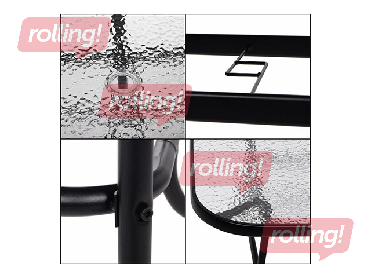 Dārza galds Springos, melns, 120x70cm