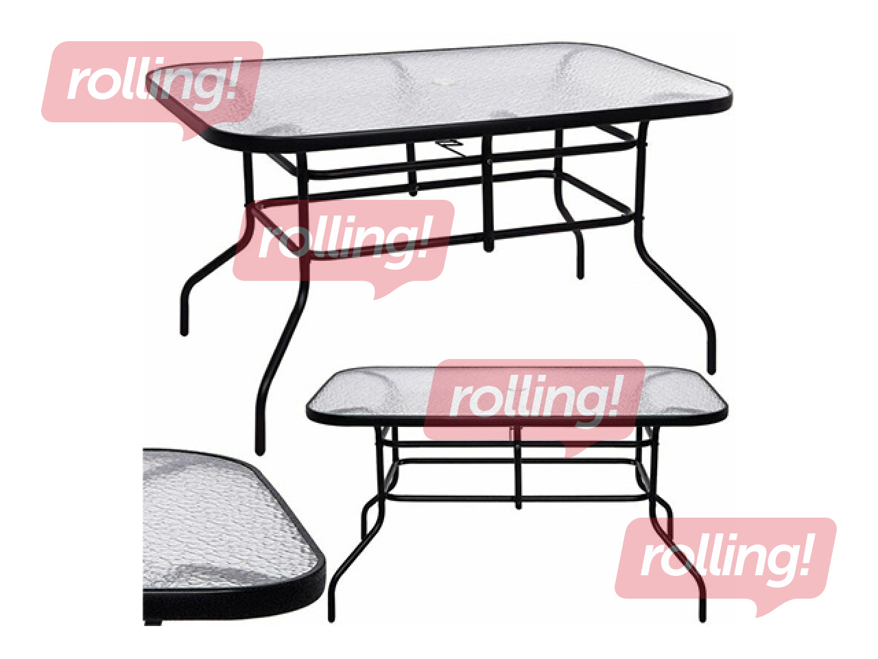 Garden table Springos, black, 120x70cm