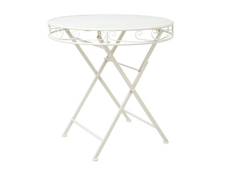 Table Sandy, foldable, metal, antique white, Ø70x73cm