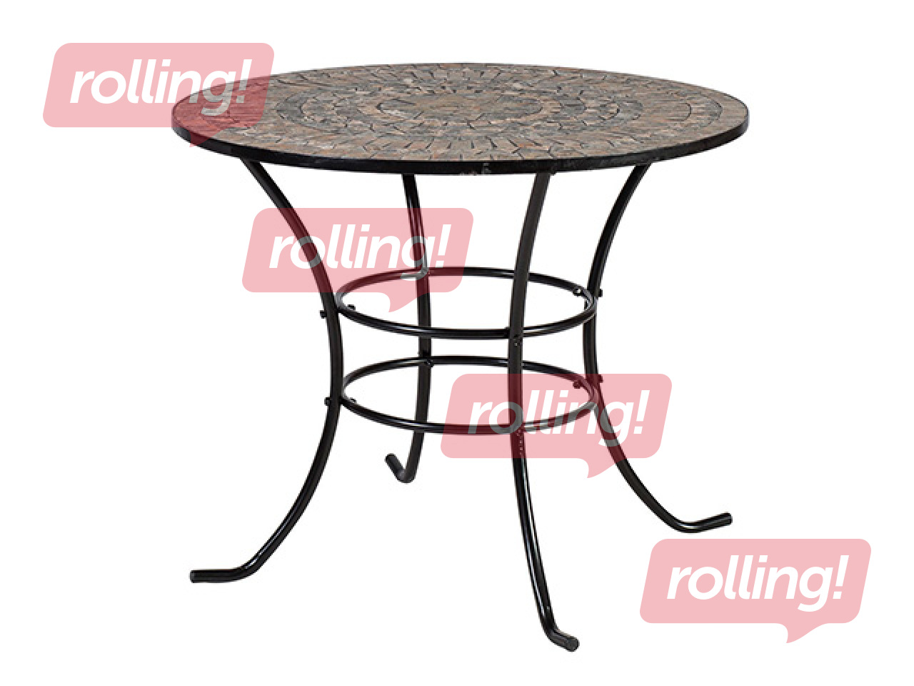 Laud Mosaic, metallist, must, pruun, Ø90x70cm