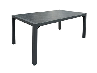 Table Delgado, steel frame, glass top, grey, 140x80x72cm