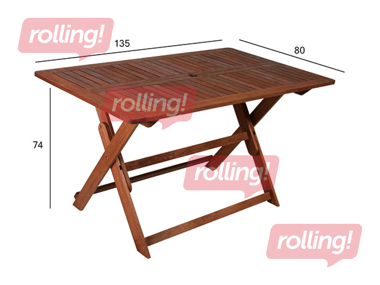 Galds Modena, saliekams, meranti koka, 135x80x74cm