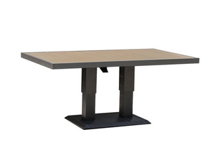 Height-adjustable table Parker, grey frame, wood-tone top, 150x90cm
