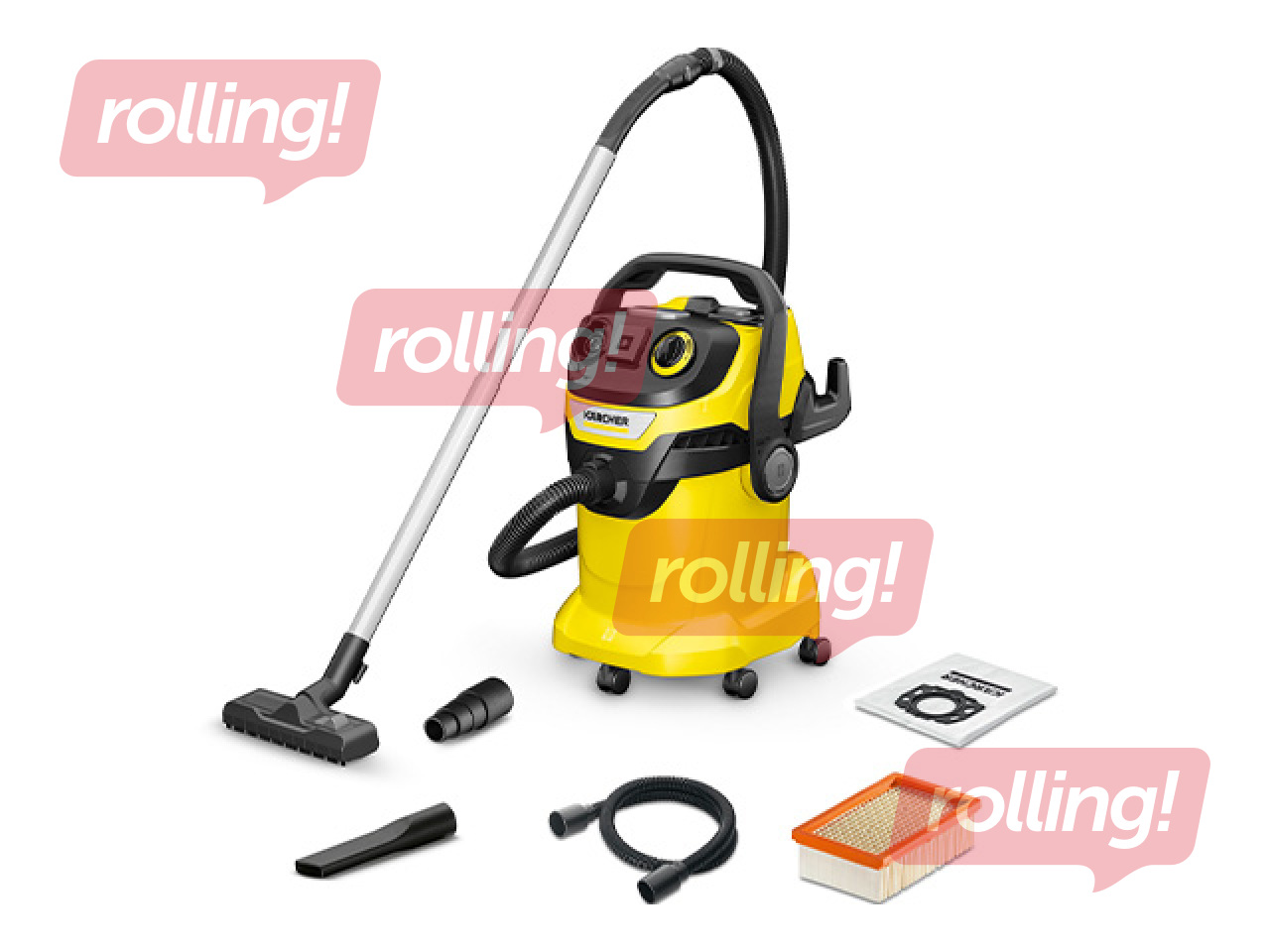 Putekļu sūcējs Kärcher WD 6 slapjai un sausai uzkopšanai, dzeltens