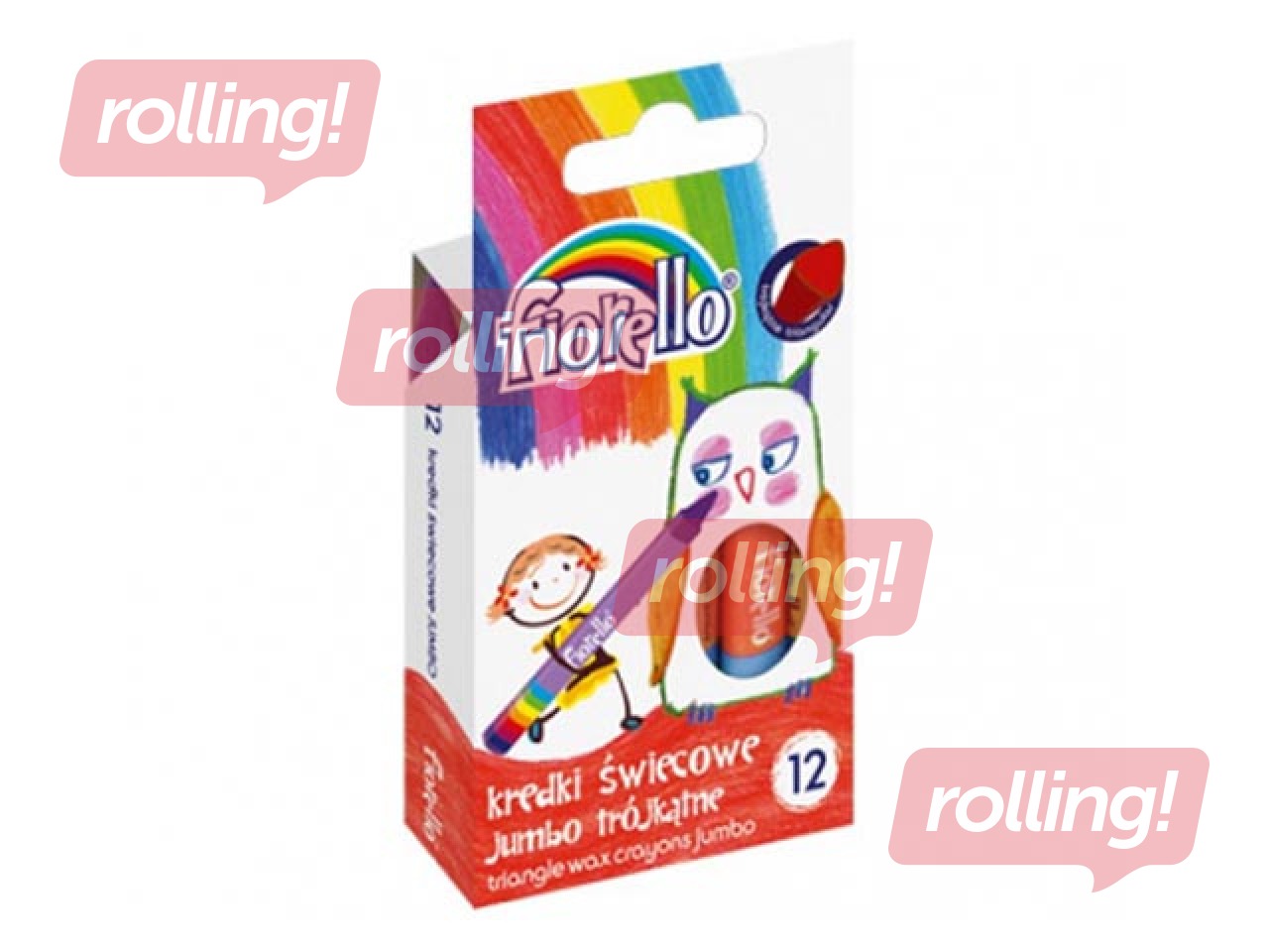 Vahakriidid Wax Crayons Fiorello Jumbo, kolmnurksed, 12 värvi