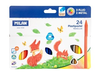 Plastikust värvilised kriidid Milan, 24 värvi