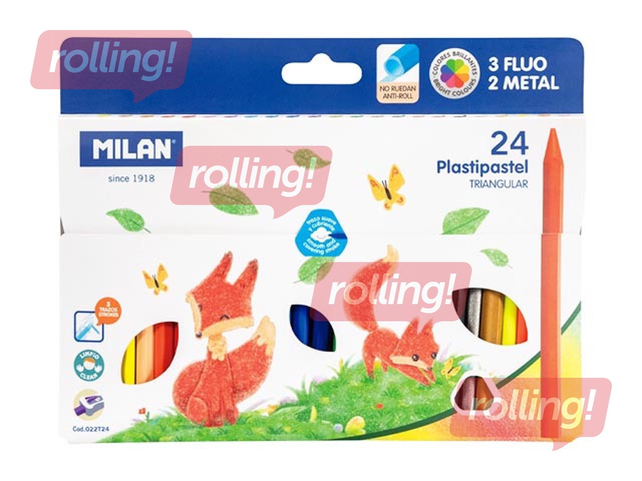 Plastikust värvilised kriidid Milan, 24 värvi