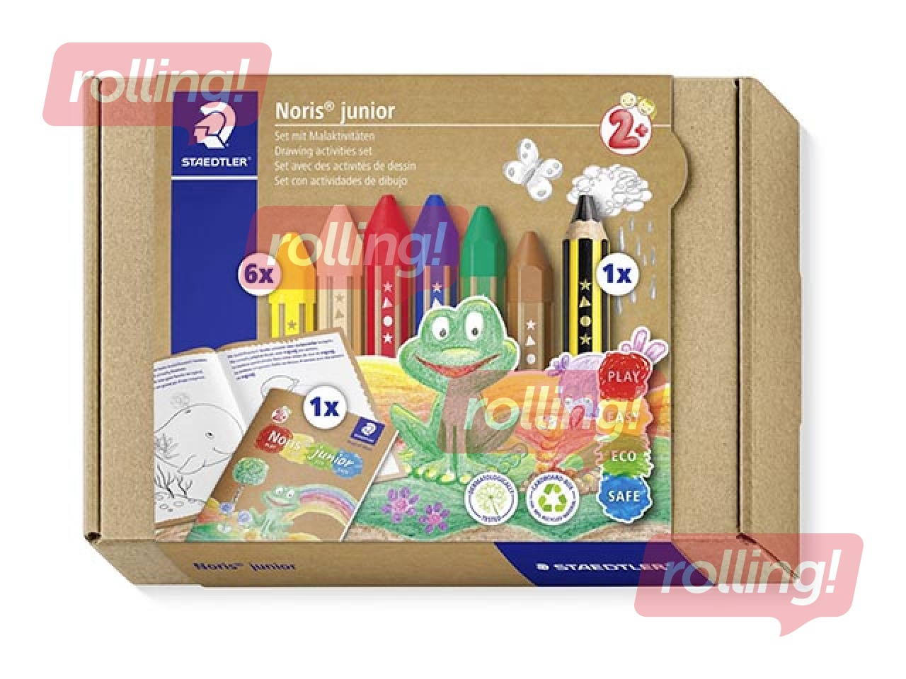 Vaska krītiņi ar zīmuli un krāsojamo grāmatu Staedtler Noris junior 61 C1, 6 krāsas