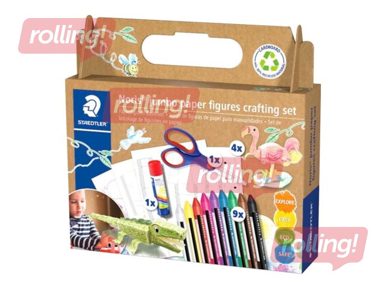 Восковые мелки с клеем, ножницы и фигурки Staedtler Noris Junior 61 C4, 9 цветов