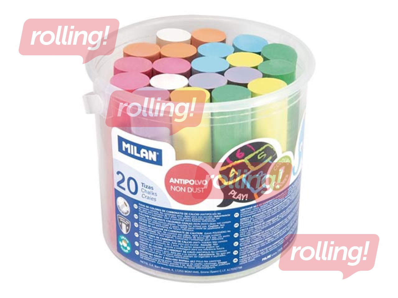 Krīts asfaltam Milan Maxi, 20 gab., krāsaini
