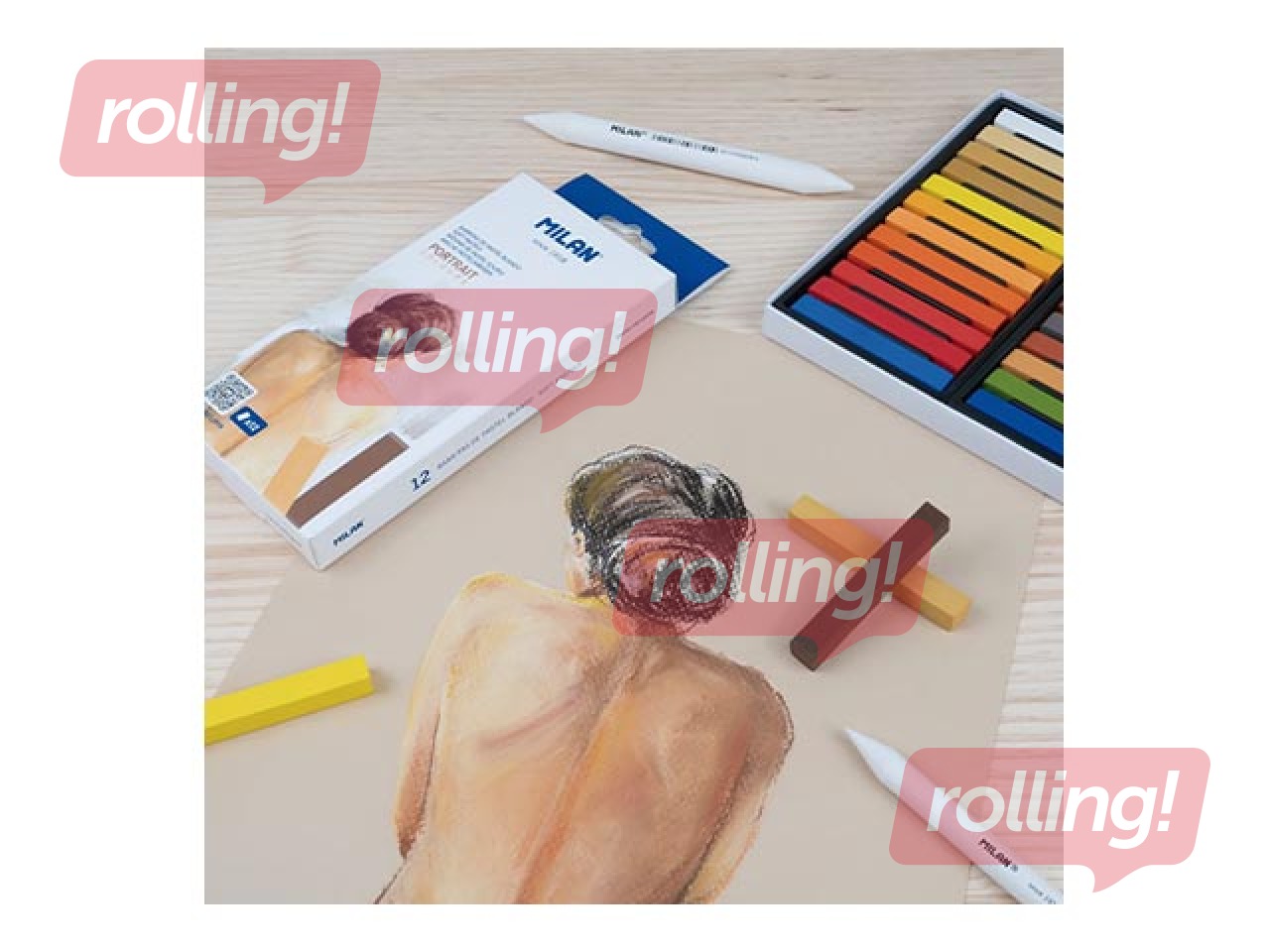 Pasteļkrītiņi mīkstie Milan Art, portreta, 12 krāsas