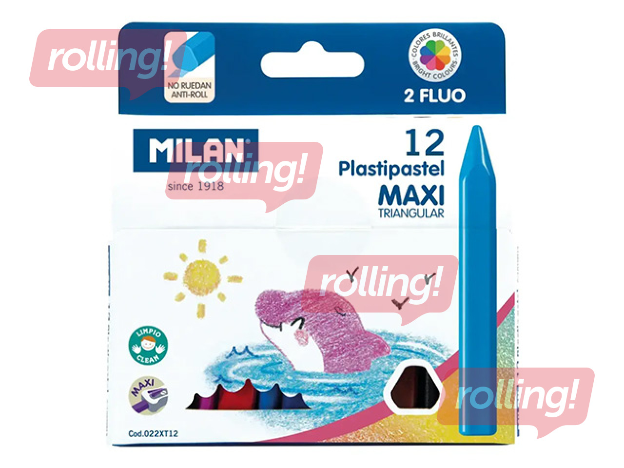 Восковые карандаши Milan MAXI Plastipastel, треугольные, 12 цветов
