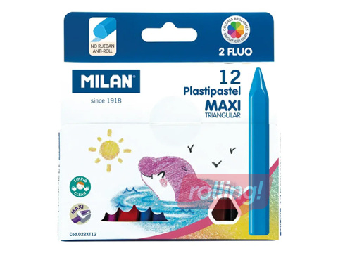 Wax crayons Milan MAXI Plastipastel, triangular, 12 colours
