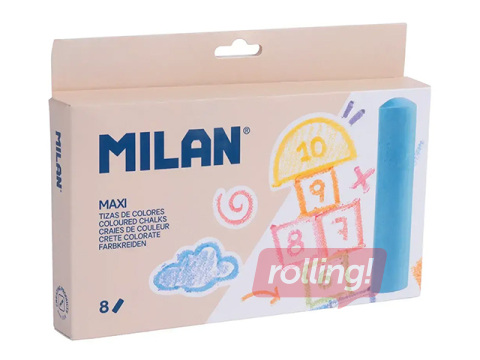Krāsainie krītiņi asfaltam Milan, dažādas krāsas, 8 gab.