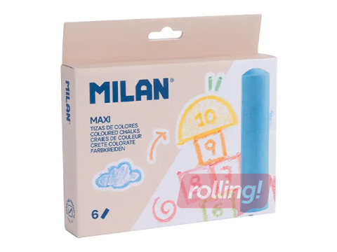 Krāsainie krītiņi Milan asfaltam, dažādas krāsas, 6 gab.