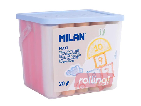 Krāsainie krītiņi asfaltam Milan, dažādas krāsas, 20 gab.