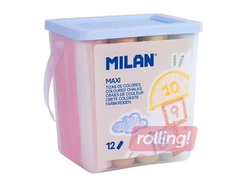 Krāsainie krītiņi Milan asfaltam, dažādas krāsas, 12 gab.