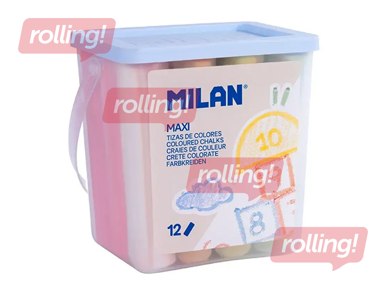 Krāsainie krītiņi Milan asfaltam, dažādas krāsas, 12 gab.