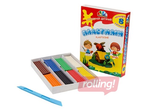 Plasticine Gamma with modelling tool, 8 colors