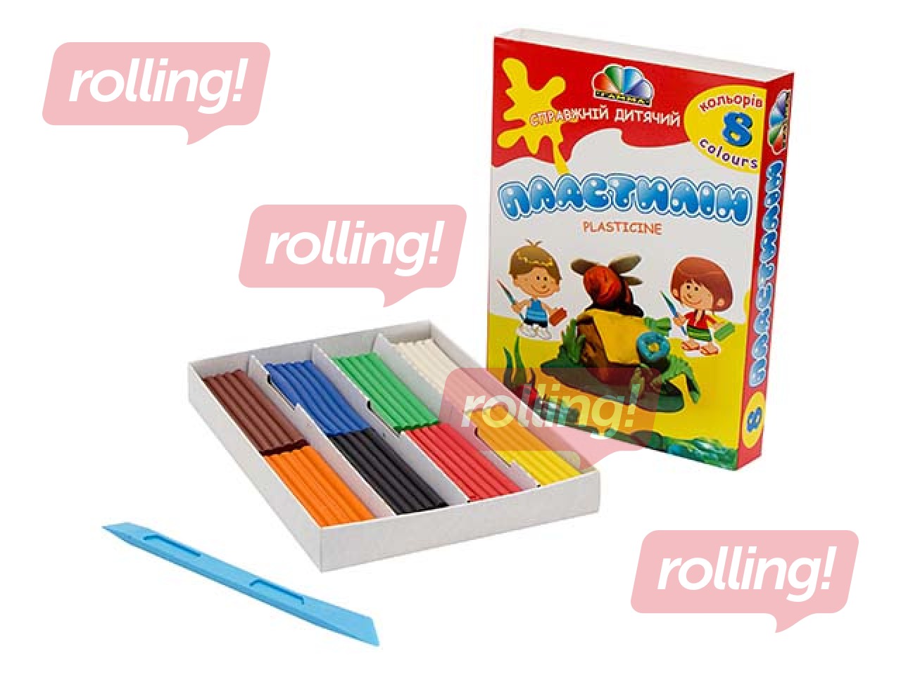 Plasticine Gamma with modelling tool, 8 colors