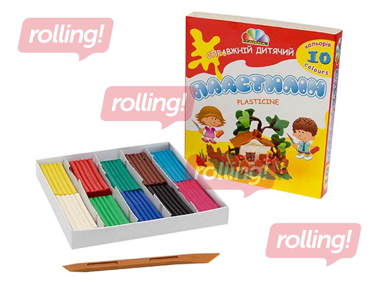 Plasticine Gamma with modelling tool, 10 colors