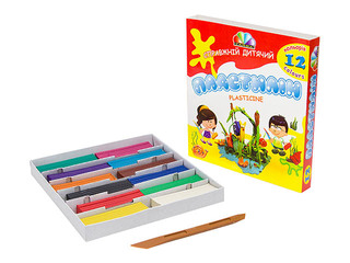 Plasticine Gamma with modelling tool, 12 colors