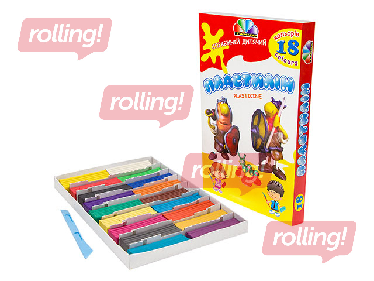 Plasticine Gamma with modelling tool, 18 colors