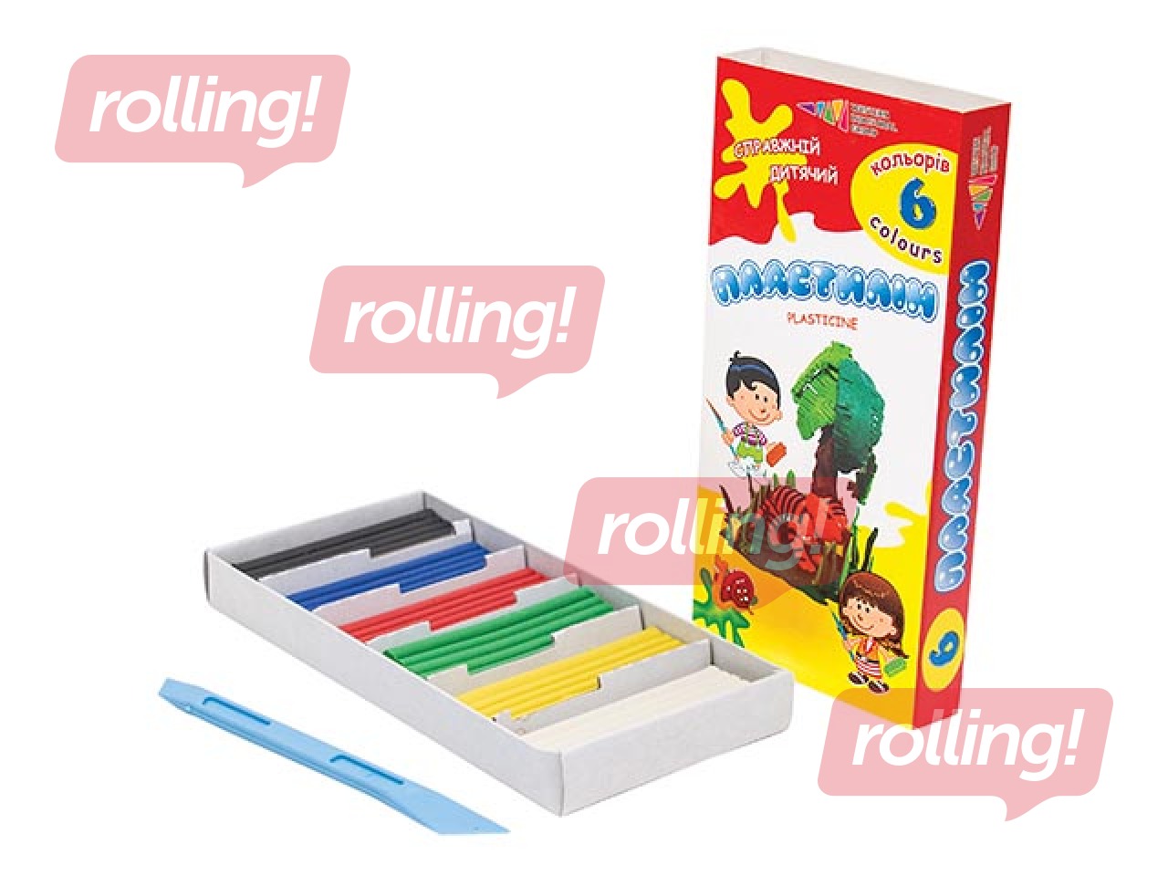Plastilīns Gamma ar nazīti, 6 krāsas