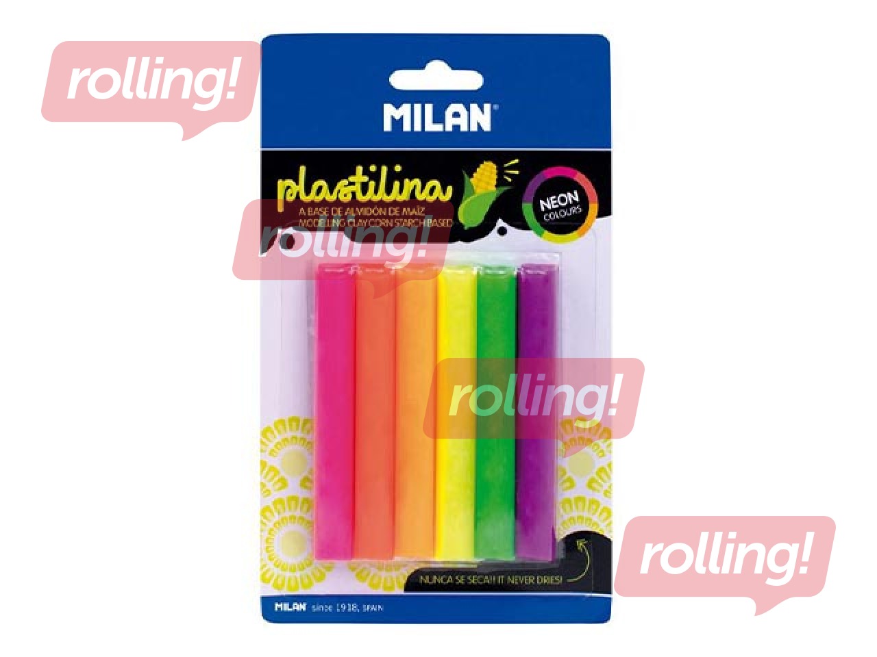 Modelling clay sticks Milan, 6 neon colours