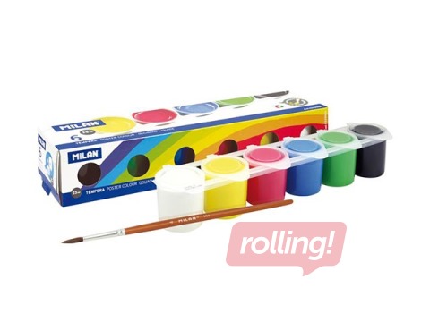 Box 6 jars 25 ml poster paint assorted colours