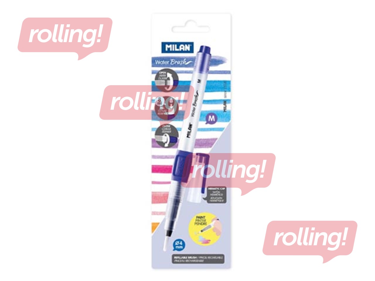 Кисть Milan с емкостью для воды, круглая