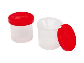 Brush cup with cap, non-spillable with orange cap, Jovi