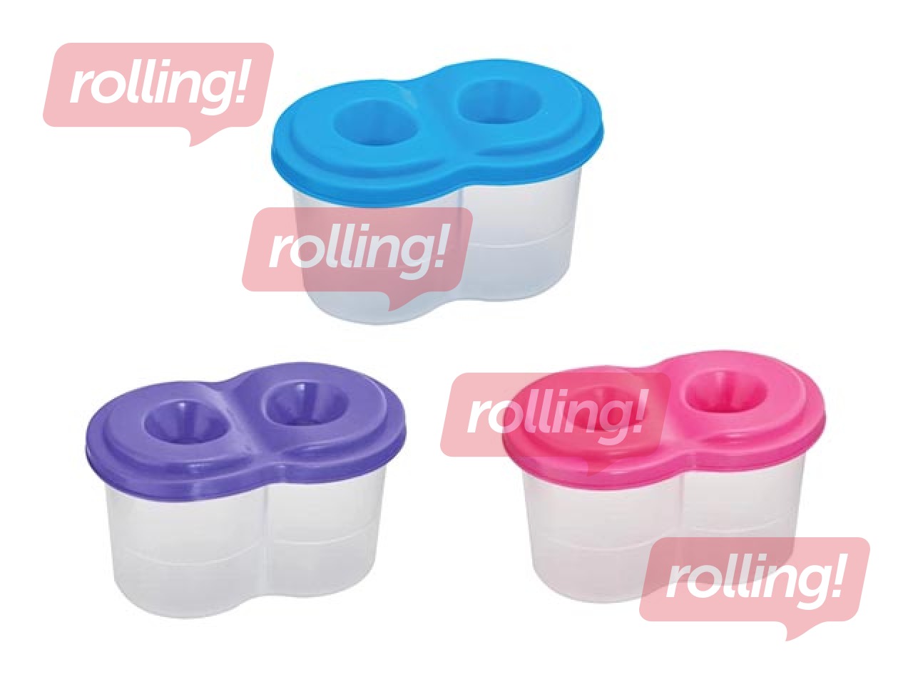 Glāzīte otām ar diviem nodalījumiem, neizlejama, dažādu krāsu vāciņi