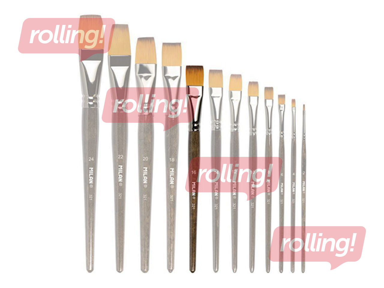 Кисти Milan, 321, No.16, плоские, синтетические