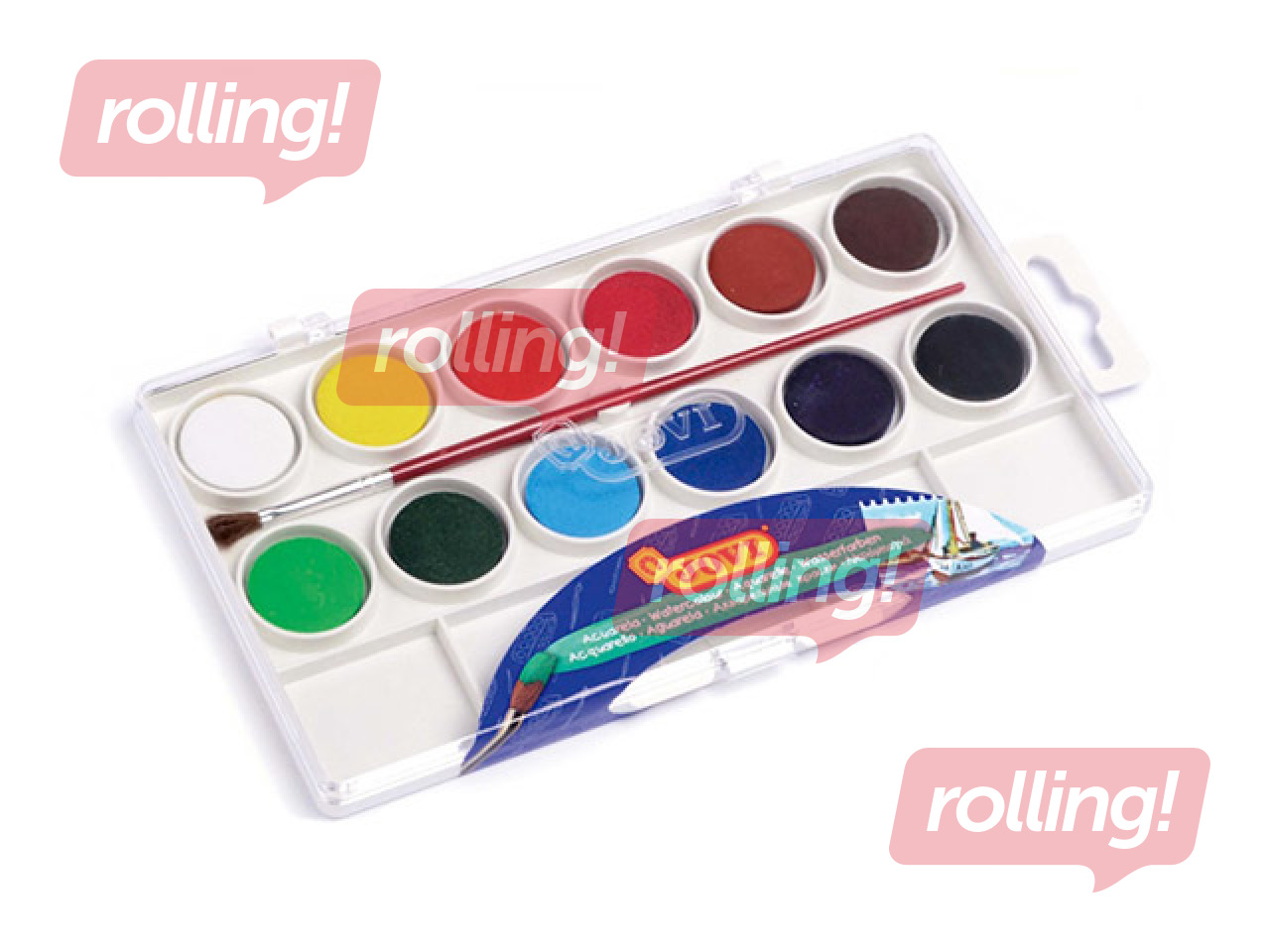 Akvareļkrāsas Jovi, 12 krāsas, ar otiņu