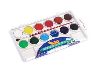 Watercolors Box Jovi 12 tablets 22 mm assorted colours + brush